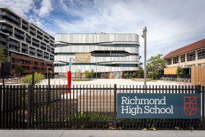 Richmond High School Front Gate. Vertical High schools of Melbourne